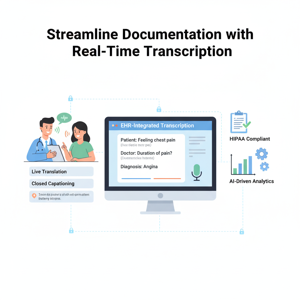 This image depicts Streamline Documentation with Real-Time Transcription